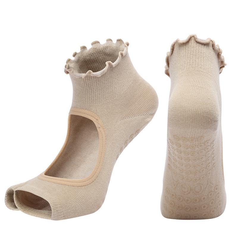 Lace Design Silicone Non-slip Professional Yoga Pilates Train Indoor Floor Soft Dance Sports Gym Ruffles Ballet Fitness Socks