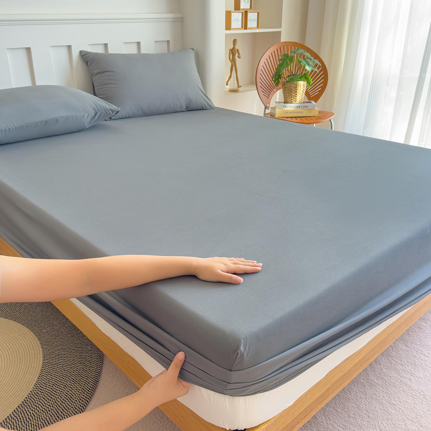 

100% Cotton Bed Sheet Double Bed Sheets With Elastic Band Solid Color Fitted Bed Sheet For Home Queen Size Sheets 150/180X200 Cm 1PC pillowcase 50x75