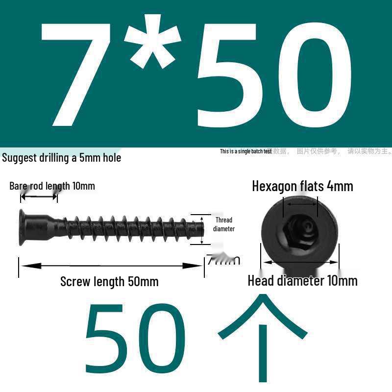 Hex Socket Phillips Countersunk Wood Screws for Furniture & Cabinet, Self-Tapping, M5/M6/M7