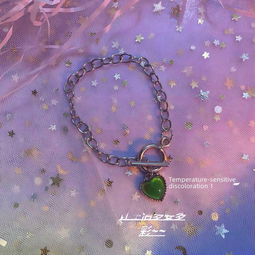 Termochromický náhrdelník lásky pro ženy – stylový řetízek klíční kosti s výklenkovým designem