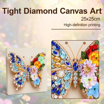 Butterfly DIY Diamonds Dots Gem Art Kits with Wooden Frame 9.84x9.84in Diamond Dots Paintings for Adults Beginners Home Decor