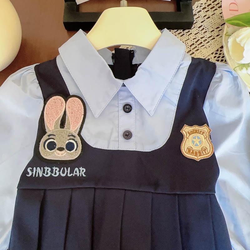 Children's Rabbit Dress - New Spring/Autumn Two-Piece Long-Sleeve with Tie