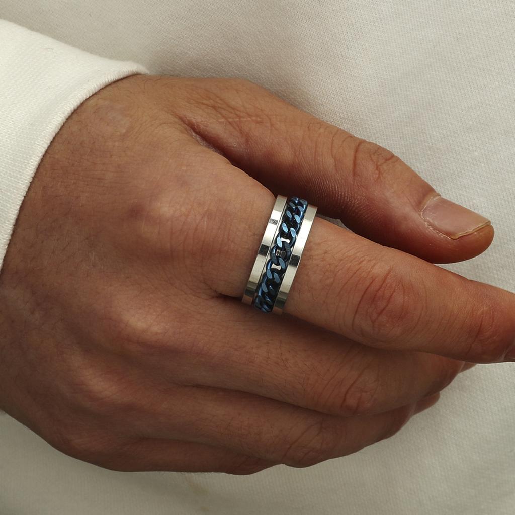 New Vintage 8mm Black Pattern Ring for Men and Women
