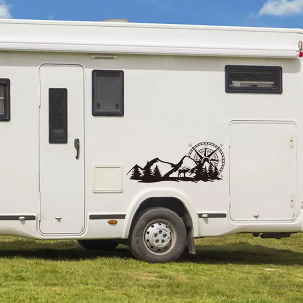 Forest Mountain Graphics Car Stickers For Motorhome Horsebox Caravan RV Camper Van Body Decor Vinyl Decals Accessories