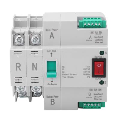 Podwójne zasilanie Automatyczny przełącznik transferowy 2P Montaż na szynie DIN Szybkie przełączanie Elektryczny przełącznik selektora AC 220V