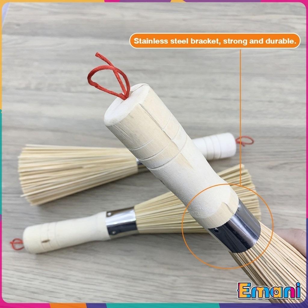 5 piezas 7 pulgadas de longitud Cepillo para Wok Batidor Limpiador Cepillos de Bambú Tradicionales para Wok Herramientas de Cocina