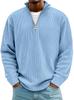 Men's Corduroy Long Sleeve Polo Sweatshirt Stand Collar Zip Neck Vintage Casual Top