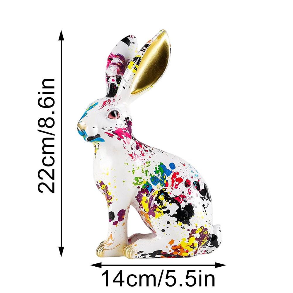 

Collectibles Sculpture Cute Easter Decoration Rabbit Small Ornament Graffiti Rabbit Resin Crafts Easter Party Supplies білий