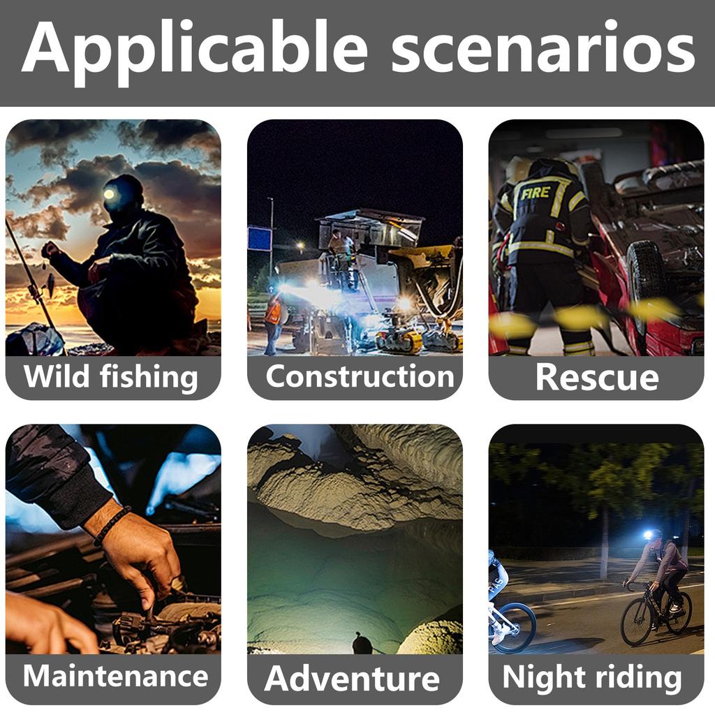Wave Sensor Cob Silicone Headlight Outdoor Riding Light USB Charging Head-Mounted Running Light LED Strong Light Searchlight