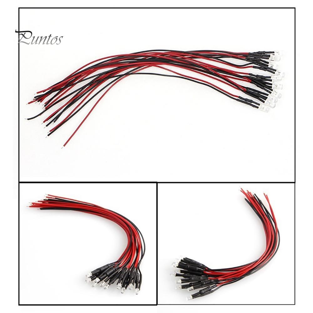 10 st 20 cm 3 mm/5 mm LED-lampa Kabel Glödlampa Förkopplad DC Emitting Diode Light