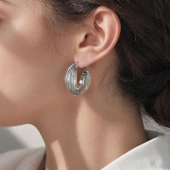1 Pair Twisted Hoop Earrings for Women, Minimalist Chunky Twisted Earrings, Large Vintage Jewelry for Daily Prom Party