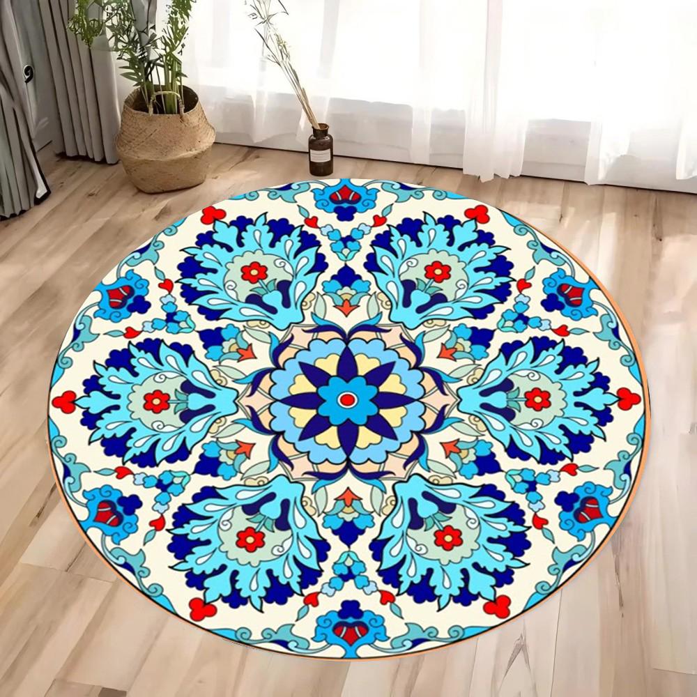 Premium Ethnic Vintage Persian Bohemian Round Rug Living Room Bedroom Rocking Chair Floor Mat Home Decor Gift