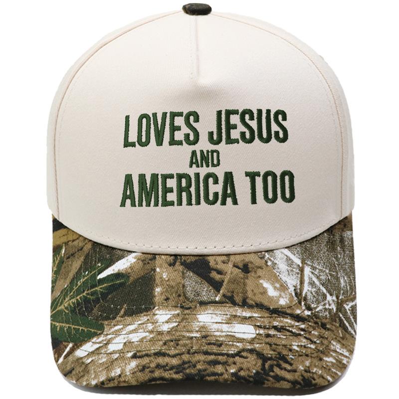 LOVES AMERICA embroidered truck driver baseball cap color matching European and American men's and women's casual sun hat