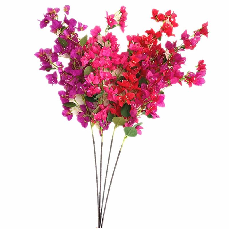 5pcs Artificial Bougainvillea Flower with Long Stem  Silk Bougainvillea Spectabilis Blossom Tree Branch