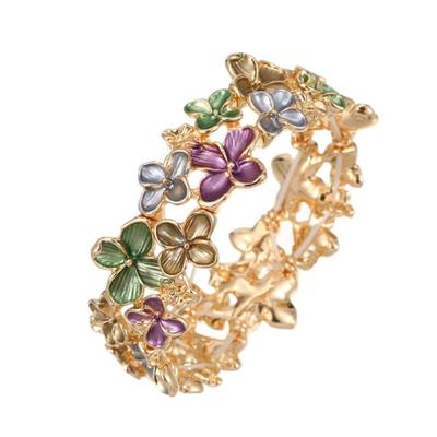 2026 Color Small Cherry Blossom Elastic Bracelet, Women's High Sense Versatile Small Cherry Blossom Alloy Bracelet