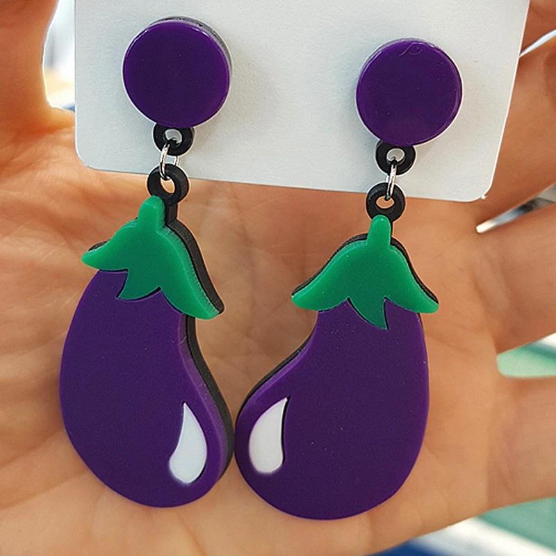 Trendy Funny Fruit Vegetables Acrylic Women's Drop Earrings Cute Strawberry Watermelon Lemon Cherry Dangle Earring Party Jewelry