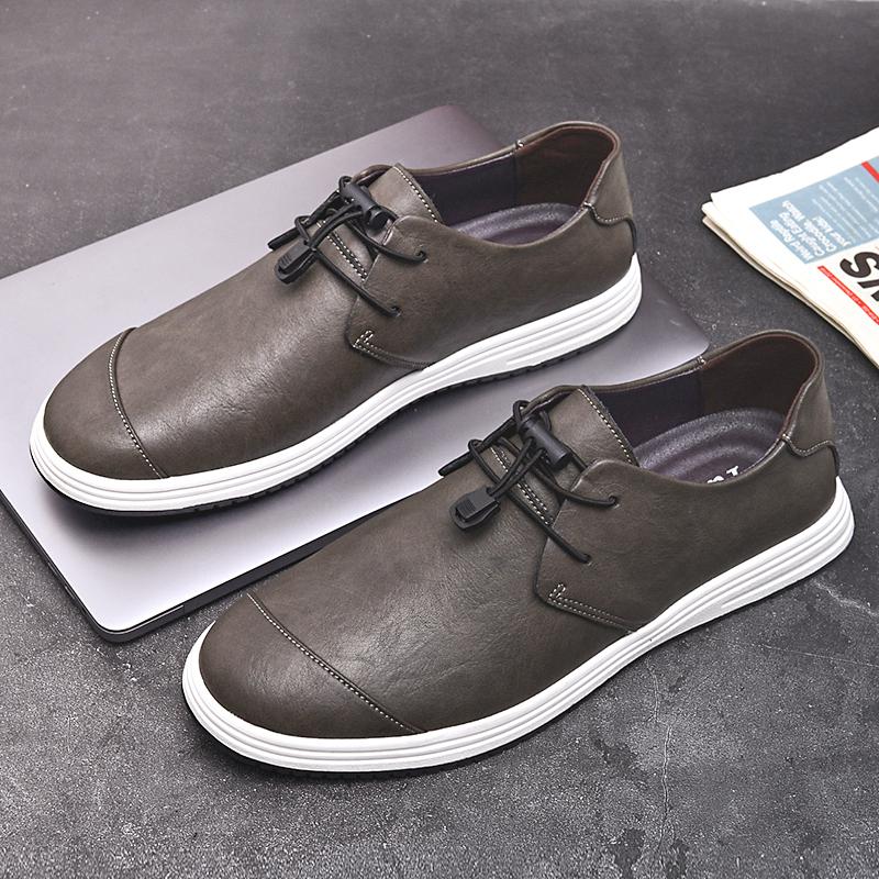 Fashion Trendy New Minimalist Beige Men's Leather Casual Shoes Soft Soles Comfortable Loafers for Office Men's Business Work Shoes