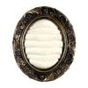 Ring Display Tray with Multiple Horizontal Slots, Ornate Oval Scrollwork Frame and Flat Base for Tabletop Presentation