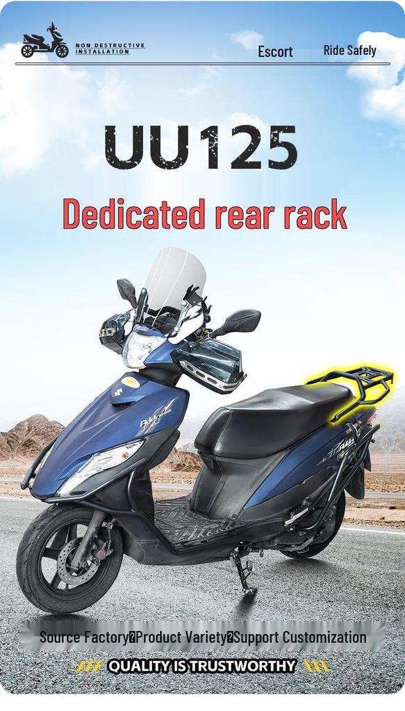 Suzuki UU125 Gepäckträger hinten/Stauraumträger/Heckspoilerhalterung für Kofferraummodifikation