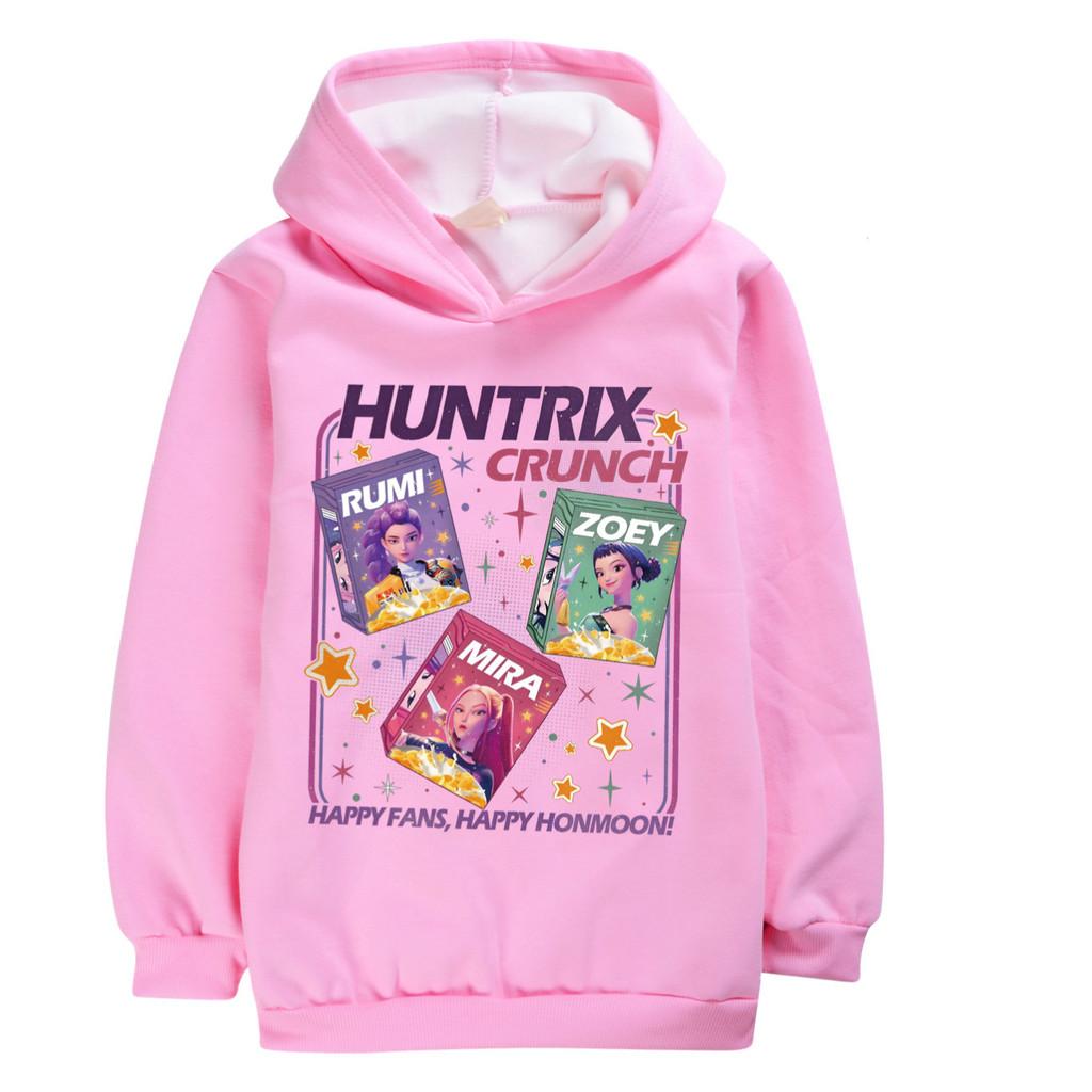4970 Children Girls Kpop Rumi Zoey Mira Print Princess Long Sleeves Velvet Warm Winter Hoodie