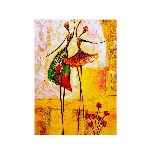Abstract Girl Dancing Ballet Oil Canvas Painting Colorful Posters And Prints Wall Art Pictures Living Room Home Decor No Frame