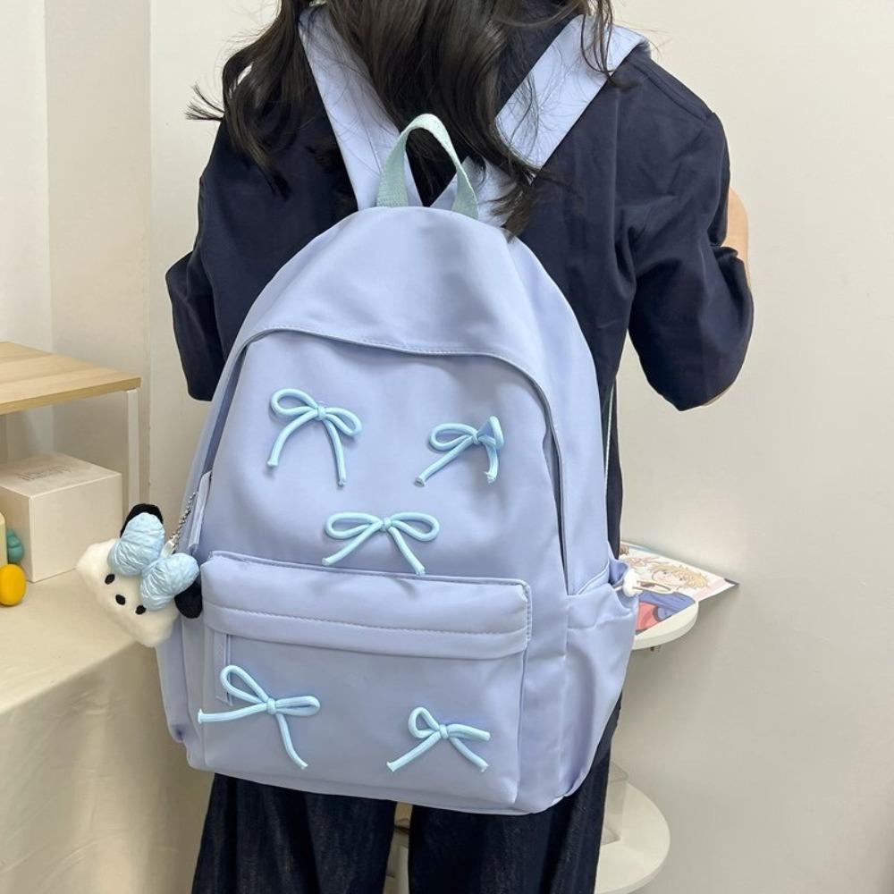 

Large Capacity Girls Backpack Solid Color Students Bookbags Fashion Laptop Rucksack Students рожевий