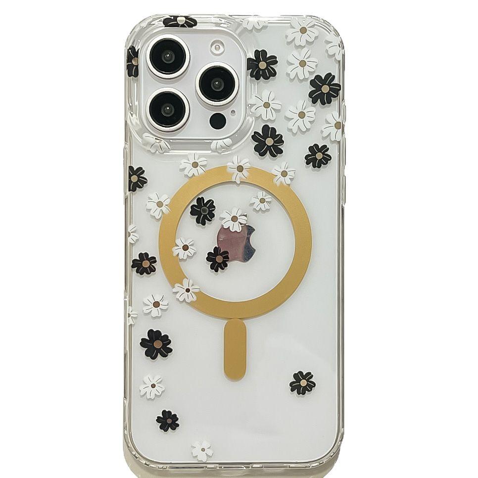 IMD Lamination Is Suitable for Apple 16ProMax Phone Cases, N52 Gaussian Magnetic High-transparency IPhone15 Fresh Flowers