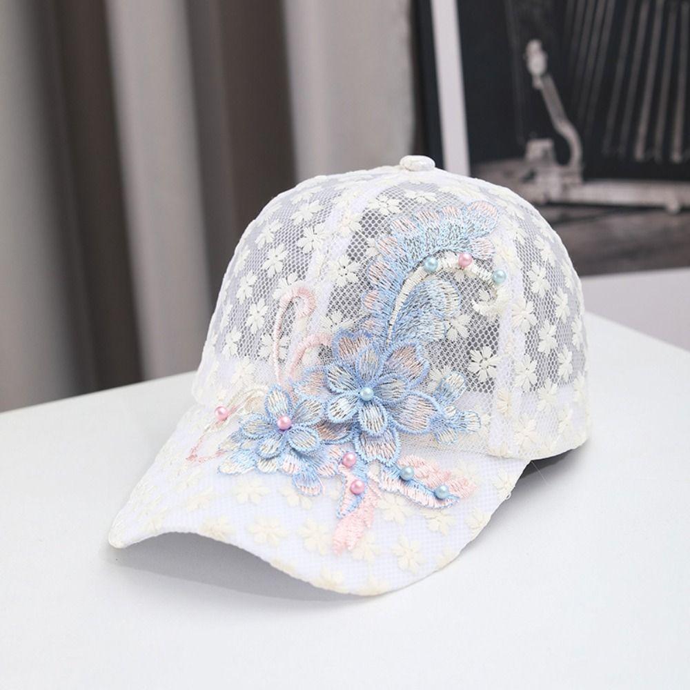 White Pink Hollow Out Baseball Cap Duck Tongue Breathable Baseball Cap Summer