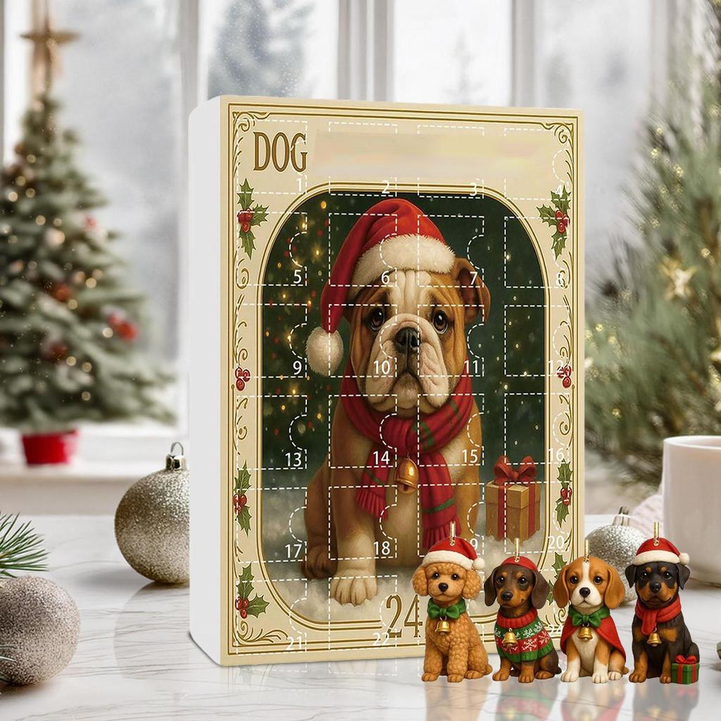 Christmas Countdown Acrylic Dog Pendant 24 Days Advent Calendar 2D Dog Ornaments Festival Party Supplies 2026 Xmas Navidad