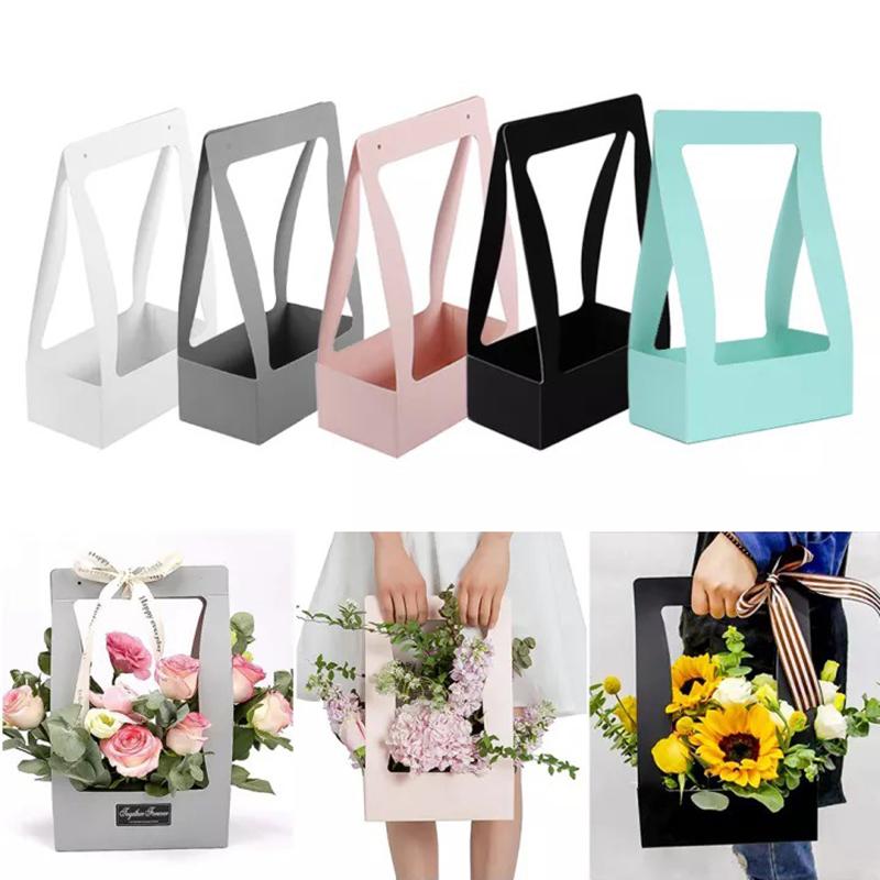 2Pcs Creative Hand-Folded Folded Flower Box Flower Gift Box Romantic Flower Arrangement Box Portable Bouquet Wrapping Box