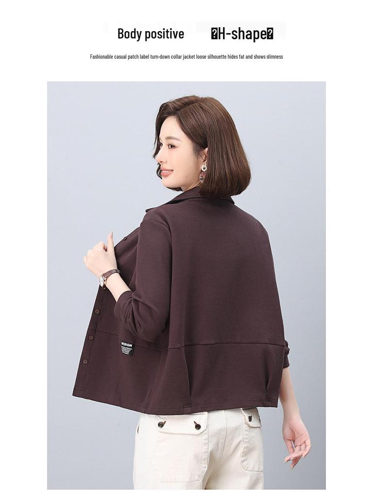 Damen Übergroße Schlankmachende Freizeitjacke – Frühling 2025 Lockerer Schnitt, Langarm-Cardigan für Mutter-Outfit