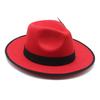 Red Woolen Hemming Top Hat Feather Jazz Hat