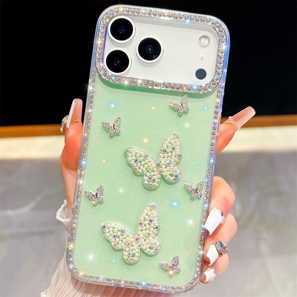 Handmade Sparkly Diamond Butterfly Swarm IMD Phone Case, Compatible with iPhone 13,iPhone 14,iPhone 15,iPhone 16,iPhone 17 Series