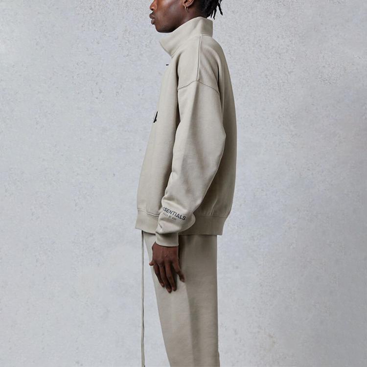 Fear of God Essentials FW20 Half Zip Fleece Sweatshirt Unisex Tops Olive FOG-FW20-200