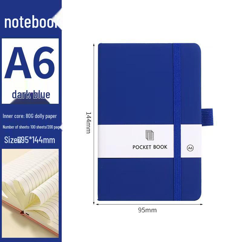 A6/A5 Elastic Band Color Pocket Notebook - Leather Feel, Portable Student Memo