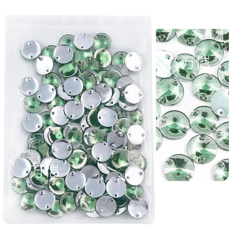 Resin Double Hole Flat Bottom Satellite Hand Seam Drill, Plated Bottom Tip Flat Buckle Diy Clothing Accessories Round Hand Seam Stone