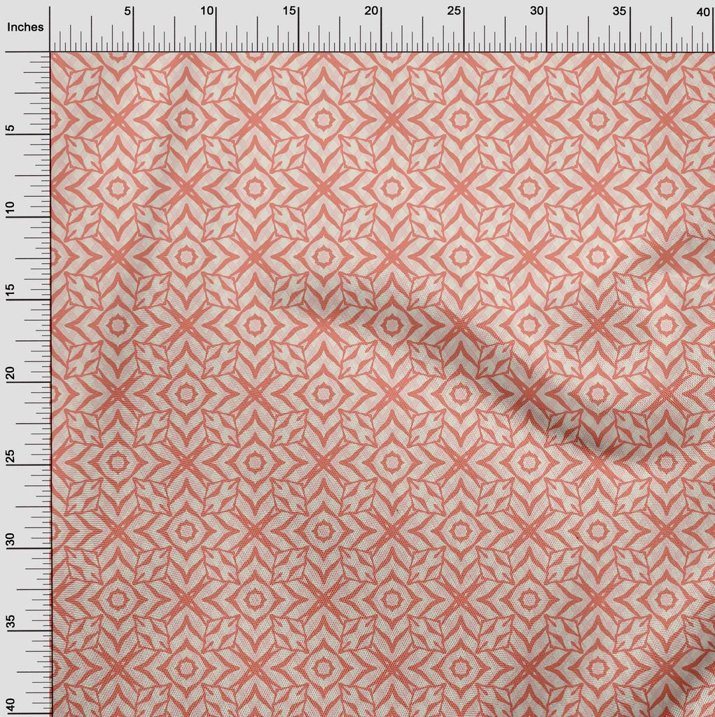oneOone Cotton Flex Dark Peach Fabric Geometric  Diy Clothing Quilting Fabric Print Fabric By Yard 40 Inch