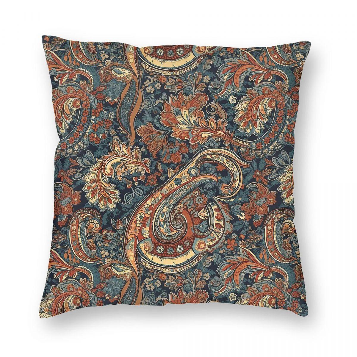Paisley Boteh Buta Kussensloop Polyester Linnen Fluweel Creatieve Rits Decoratieve Sierkussenhoes Auto Stoelkussenhoes Peach skin 18*18(CM)-1Pcs black