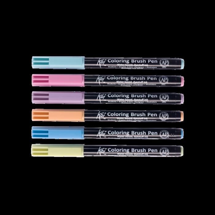 Pinceaux de coloriage - SAKURA - Koi - Lot de 6 - Couleur Marron - Pointe fine - Opaque