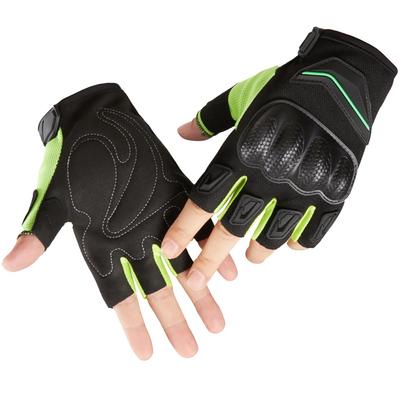 One Limitation Fingerless Leather Gloves with Protective Gear for and TG079 Motorcycles, Men's Women's, (Yellow)