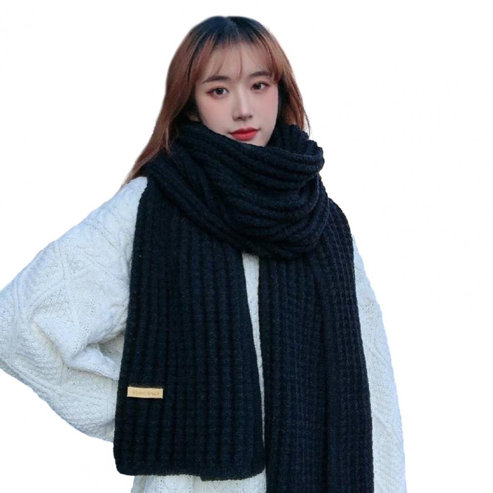 Winter Karm Knitted Scarf Thickened Elastic Windproof Stay Warm Shawl Anti-shrink Outdoor Scarf for Women Men Korean Style Christmas Gifts Unisex