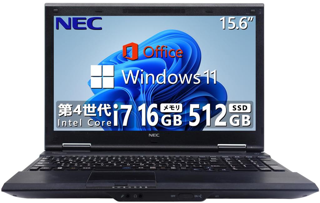 NEC Laptop LCD 4th Generation Core i7 Processor Numeric Keypad Wireless LAN MS Office 2019 DVD Windows 11 Japanese Keyboard or HCMA Power Cord