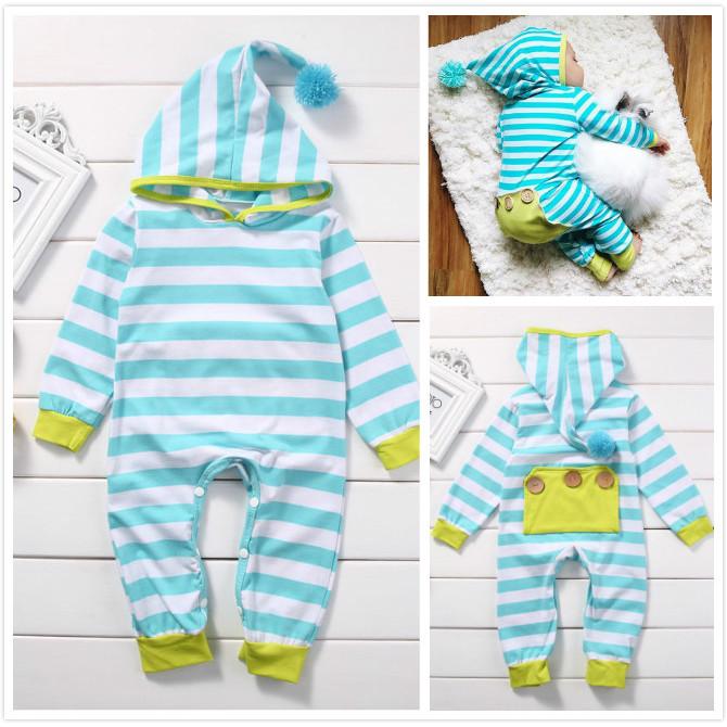Adorable Cotton Newborn Romper Unisex Baby Jumpsuit Comfortable Long Sleeve Striped Onesie