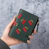 Cute Cherry Embroidered Small Short Wallet Simple Wallet Girls Multi-Cards Holder Coin Zipper Purse for Women