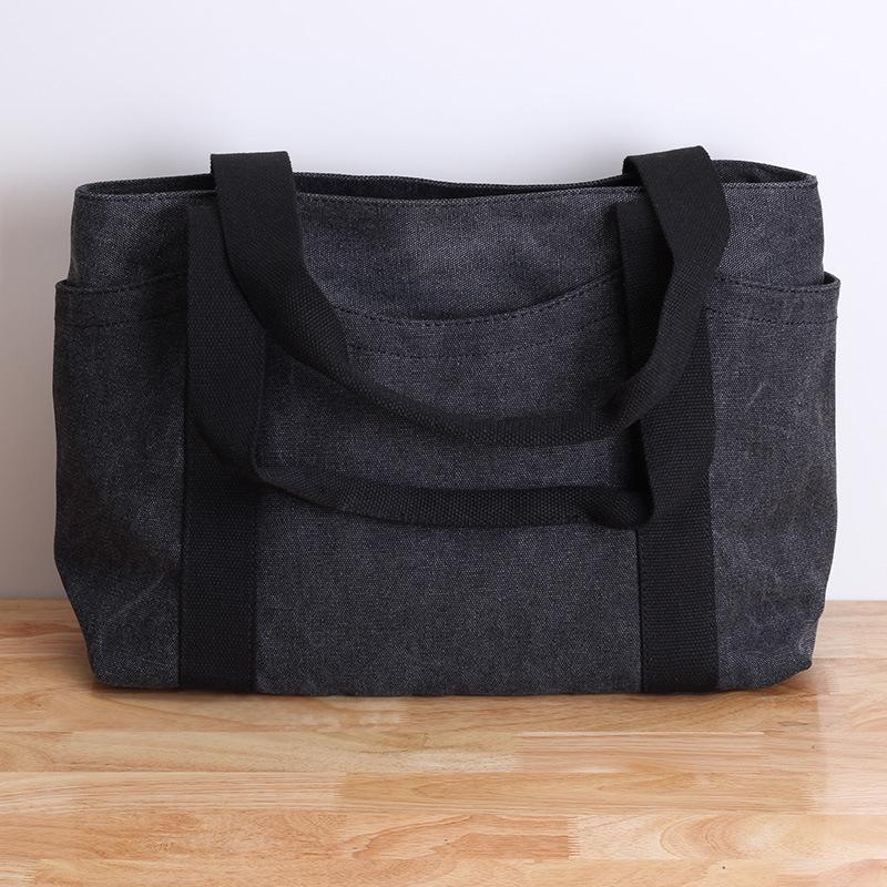 Vintage canvas tote bag large capacity canvas bag women s shoulder portable casual simple commuter bag tote bag