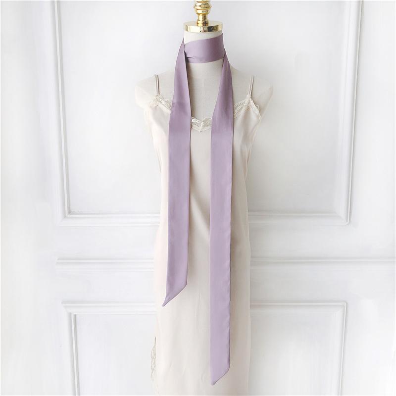 5x190cm Women Satin Silk Narrow Scarf Neckerchief Solid Color Neck Scarves Long Silk Scarf DIY Bag Ribbon Head Neck Hair Band