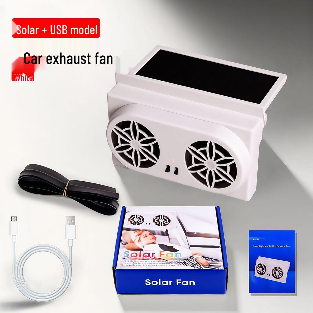 Summer Solar Car Exhaust Fan: Three-Head Solar-Powered Cooling and Deodorizing Ventilation Fan