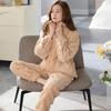 "Women's Winter Coral Fleece Pajama Set - Thick, Warm Flannel Suit for Autumn and Winter"