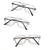 Glasses Double Beam Metal Frame Flat Mirrors Men'S Saddle Nose Pad Square Frame Plain Mirrors Women'S New Mirrors