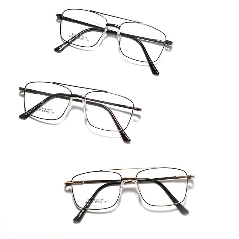Glasses Double Beam Metal Frame Flat Mirrors Men'S Saddle Nose Pad Square Frame Plain Mirrors Women'S New Mirrors
